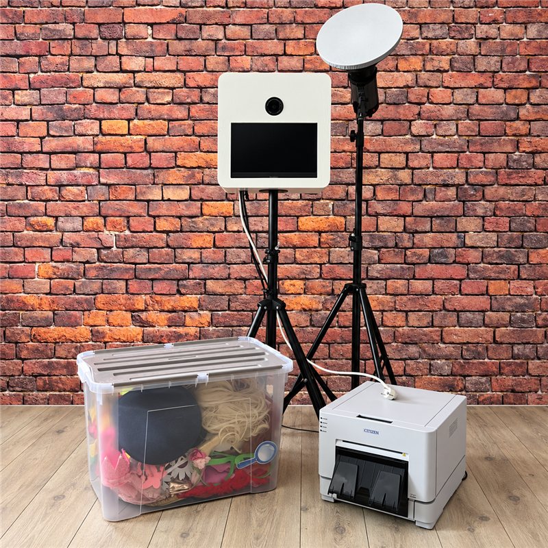 spassfoto Fotobox mit Blitz, Drucker und Requisiten